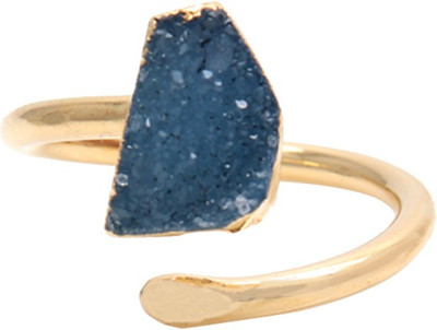 The Sparkle Story Blue Druzy Ring 11x8mm Gold  Partywear Stone Ring