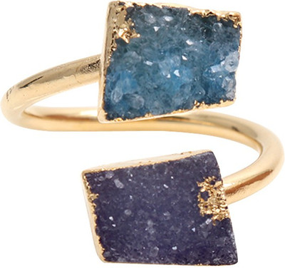 

The Sparkle Story Blue & Purple Double Druzy Ring 10x9mm Gold  Partywear Stone Ring