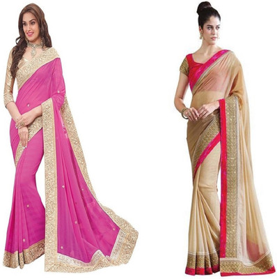 Krizler Solid Fashion Georgette Saree(Multicolor) Flipkart
