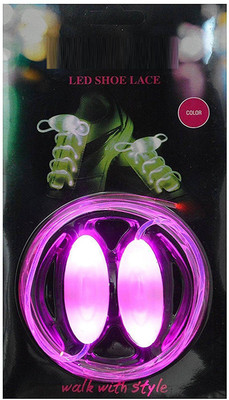 DERMEIDA ™ 2 Pair LED Nylon Light Up Shoelaces Flashing Shoe Laces Shoe Lace(Pink Set of 2)