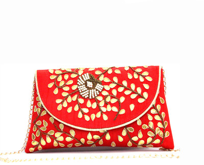 

TUNEROX Girls Evening/Party Red Silk Clutch
