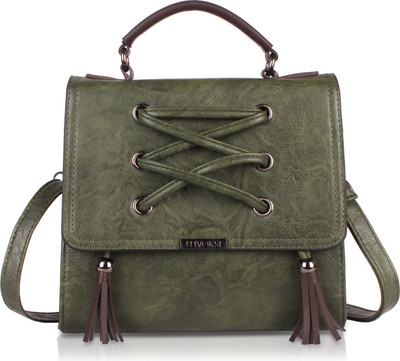 

Luvoksi Women Casual Green Leatherette Sling Bag