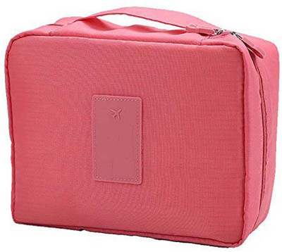 

ROYALDEAL High Quality Waterproof Nylon Multi Functional Travel Organizer Accessory Toiletry Cosmetics Bag Makeup Shaving Kit Pouch For Man & Women Travel Toiletry Kit(Pink)