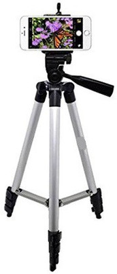 

VU4 Tripod 3110A 3-Way Head Rotation Adjustable Aluminum 35cm To 105cm Extendable Camera Tripod(Black, Silver, Supports Up to 1000 g)
