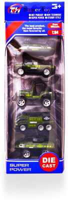 

SuperToy Metal Die Cast Metal Toy Military Tank & Truck Model Set Of 5(Multicolor)