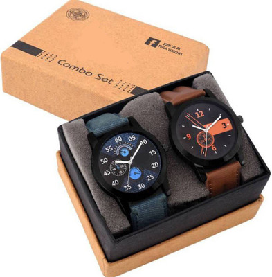 SPINOZA 89S09 Blue brown combo chronograph pattern stylish watch for couple, boys and girls Watch - For Men & Women