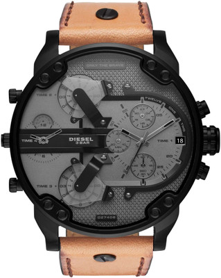 

Diesel DZ7406 Diesel Men's Mr. Daddy 2.0 Black IP and Brown Leather Chronograph Watch Watch - For Men