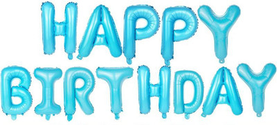 

AMFIN Solid Happy Birthday Letter Foil Balloons (Blue) Balloon(Blue, Pack of 1)