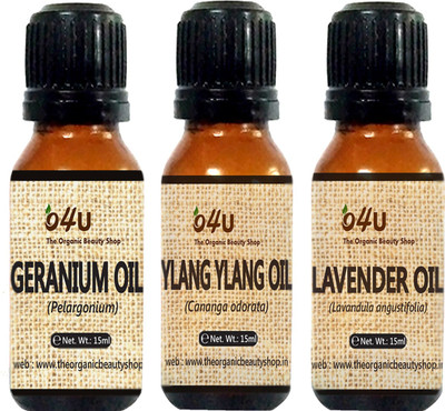 

O4U 100% Natural essential oil Combo for Normal skin (Lavender, Ylang-Ylang and Geranium) 15 ml each / essential oil Combo for Normal skin(15 ml)