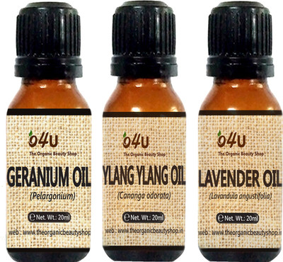 

O4U 100% Natural essential oil Combo for Normal skin (Lavender, Ylang-Ylang and Geranium) 20 ml each / essential oil Combo for Normal skin(20 ml)