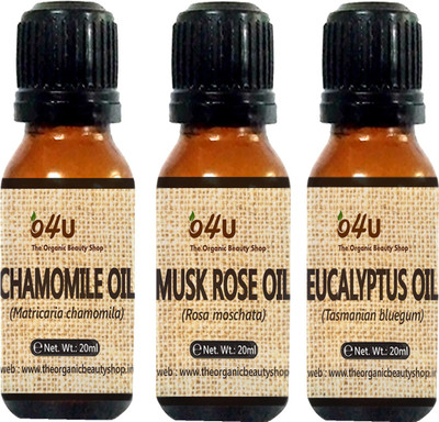 

O4U Essential oil Combo for Sensitive skin (Chamomile, Musk rose and Eucalyptus) 20 ml each / essential oil Combo for sensitive skin(20 ml)