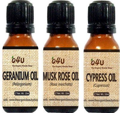 

O4U Essential oil Combo for Devitalised skin (Cypress, Musk rose and Geranium) 10 ml each / essential oil Combo for Devitalised skin(10 ml)