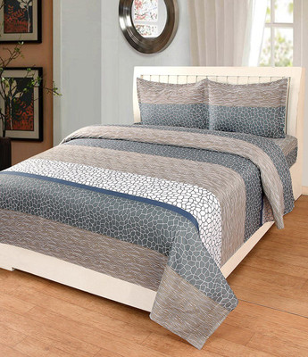 

Astra 2 TC Cotton Double Striped Bedsheet(Pack of 1, Grey)