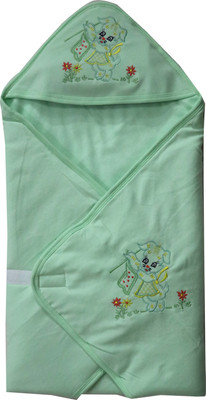 

ANNAPURNA SALES Cartoon  Hooded Baby Blanket(Cotton, Green