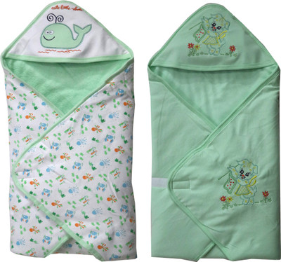 

ANNAPURNA SALES Cartoon  Hooded Baby Blanket(Cotton, Green
