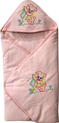 

ANNAPURNA SALES Cartoon  Hooded Baby Blanket(Cotton, Peach