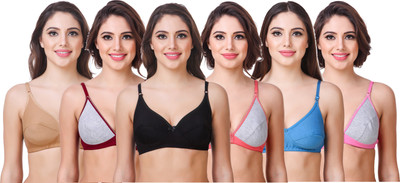 Maamba by In beauty Premium Women T-Shirt Non Padded Bra(Multicolor)