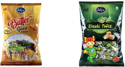 

Oshon "BUTTERGOLD_500_POUCH & ELACHITOFIZ_500_POUCH " Real Butter, Fresh Cream Candy(Pack of 2)