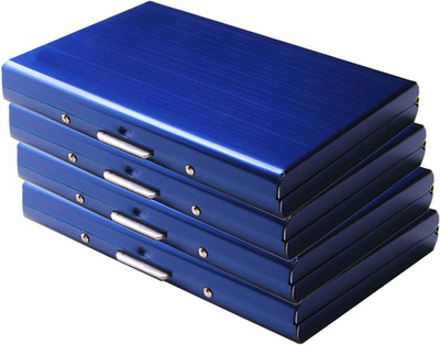 

Stealodeal Blue Waterproof Limited Edition Metal Atm (Pack of 4) 6 Card Holder(Set of 4, Blue)