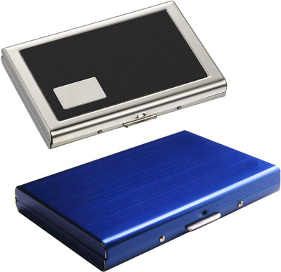 

Stealodeal Full Blue Metal Limited Edition With Debit/Credit Atm|Combo of 2| 6 Card Holder(Set of 2, Blue, Black)