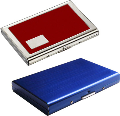 

Stealodeal Full Blue Metal Limited Edition With Red Debit/Credit Atm|Combo of 2| 6 Card Holder(Set of 2, Blue, Red)