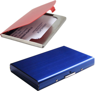 

Stealodeal Full Blue Metal Limited Edition With Red Stainless Steel 6 Card Holder(Set of 2, Blue, Red)