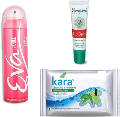 

Himalaya lip balm, eva deo, kara skin care wipes(Set of 3)