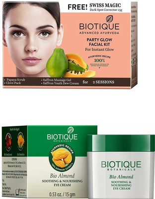 

BIOTIQUE BIO Bio Party Glow Facial Kit, Bio Almond Soothing & Nourishing Eye Cream(Set of 2)