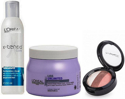

X-tenso combo kitCare L'oreal Paris Shampoo With Liss Unlimited Spa & Mac Mineralize Eyeshadow(Set of 3)
