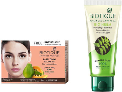 

BIOTIQUE BIO Bio Party Glow Facial Kit, Bio Neem Purifying Face Wash For All Skin Types(Set of 2)