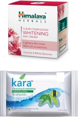 

Himalaya Clear Complexion Whitening Day Cream, kara skin care wipes(Set of 2)