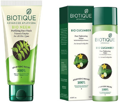 

BIOTIQUE BIO Bio Neem Purifying Face Wash, Bio Cucumber Pore Tightening Toner(Set of 2)