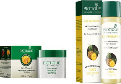 

BIOTIQUE BIO Bio Almond Soothing & Nourishing Eye Cream, Bio Pineapple Oil Control Face Cleanser For Normal To Oil Skin(Set of 2)