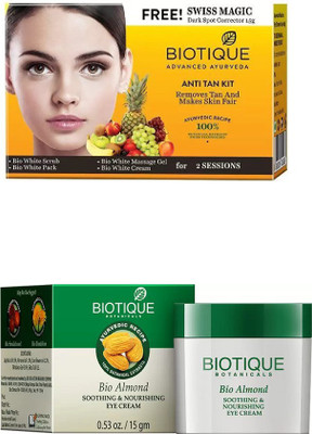 

BIOTIQUE BIO Bio Anti Tan Facial Kit, Bio Almond Soothing & Nourishing Eye Cream(Set of 2)