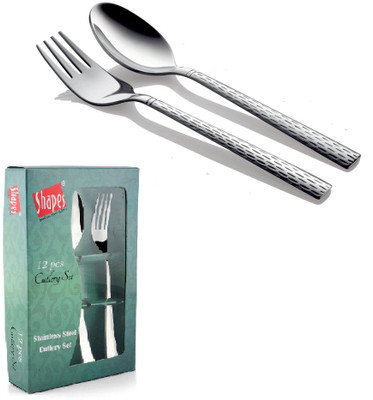 Shapes Feast 6 pcs spoon and fork set Stainless Steel Cutlery Set(Pack of 12)