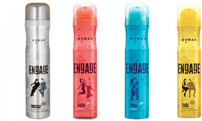 ENGAGE DEODRANTS DRIZZLE+TEASE+SPELL+ BLUSH Deodorant Spray - For Women(600 ml, Pack of 4)