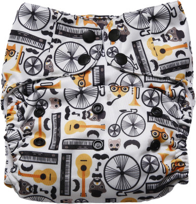 

Apple Blossoms PUL Fabric Black & Yellow Cycle Printed (OS-PS-CE) One Size-Pocket Style (Snap Closure) Diapers - New Born