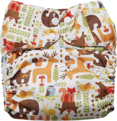

Apple Blossoms PUL Fabric MicroFleece Brown (OS-AIO-AL) One Size ALL-IN-ONE Style Diapers (Snap Closure) - New Born