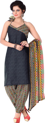 

BanoRani Cotton Polyester Blend Printed Dress/Top Material(Un-stitched), Black