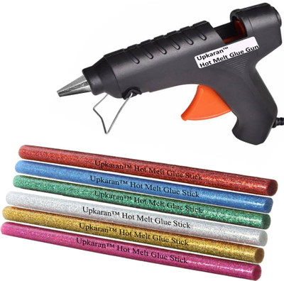 

Upkaran Hot Melt Leak Proof DIY 40 Watt Glue Gun with 6 Multicolour Glitter Glue Sticks Standard Size(8inch/20cm) for scrapbook tool, hobby Kit, project work Standard Temperature Corded Glue Gun(11 mm)
