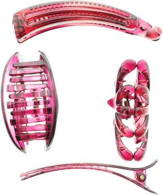 

Tribal Zone Tribalzone Solid Unbreakable Plastic Clip Combo for Woman And Girls Hair Clip(Pink)