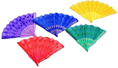 

Oxytrends Foldable Self Design Multicolor Hand Fan(Pack of 5)