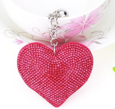 

DALUCI Fashion Car Play Full Crystal Rhinestone Heart Rose Silver Key Chain