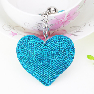 

DALUCI Fashion Car Play Full Crystal Rhinestone Heart Blue Silver Key Chain