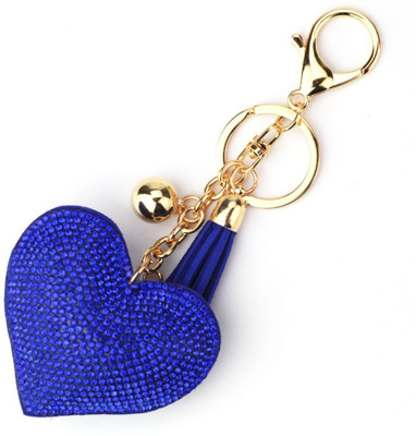 

DALUCI Fashion Car Play Full Crystal Rhinestone Heart Blue Gold Key Chain