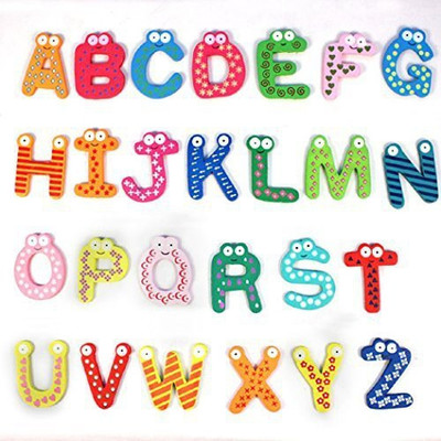 

FEITONG Colorful Cute 26 Letters Wooden Cartoon Fridge Magnet Kid'S Baby Educational Toy(Multicolor)