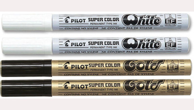 

Pilot Extra Fine Permanent Marker (White/Silver/Gold - Pack Of 4)(Set of 4, Multicolor)