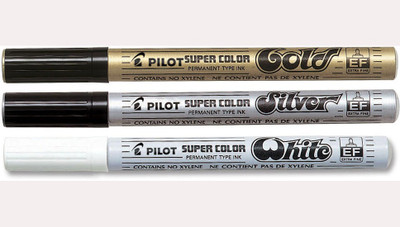 

Pilot Extra Fine Permanent Marker (White/Silver/Gold - Pack of 3)(Set of 3, Multicolor)