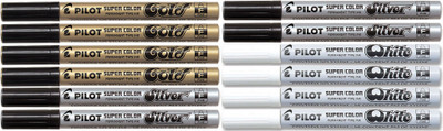 

Pilot Fine Permanent Marker (White/Silver/Gold - Pack Of 12)(Set of 12, Multicolor)