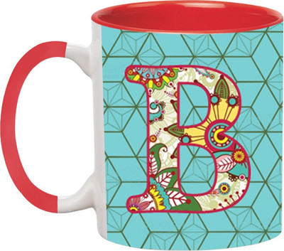 ARTBUG Alphabet B Red Ceramic Coffee Mug(350 ml)